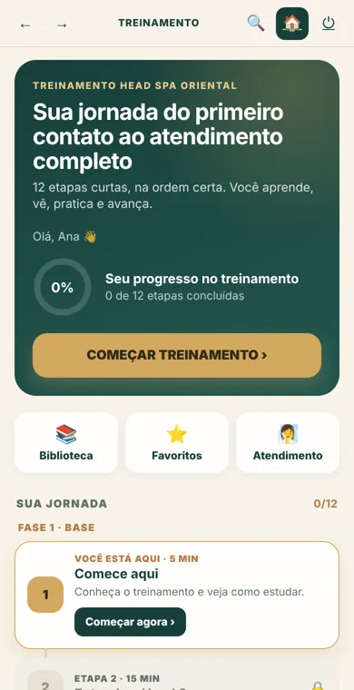 Tela inicial do app com a jornada de 12 etapas