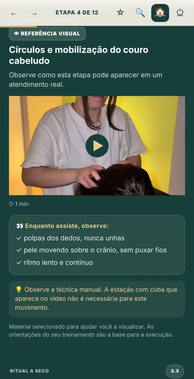 Etapa com vídeo de referência da técnica